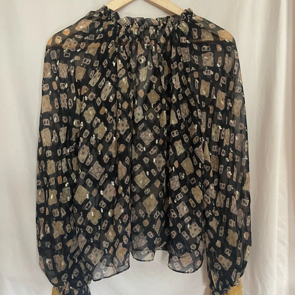 Ulla Johnson Black and Tan Ruffled Blouse - Picture 6 of 6